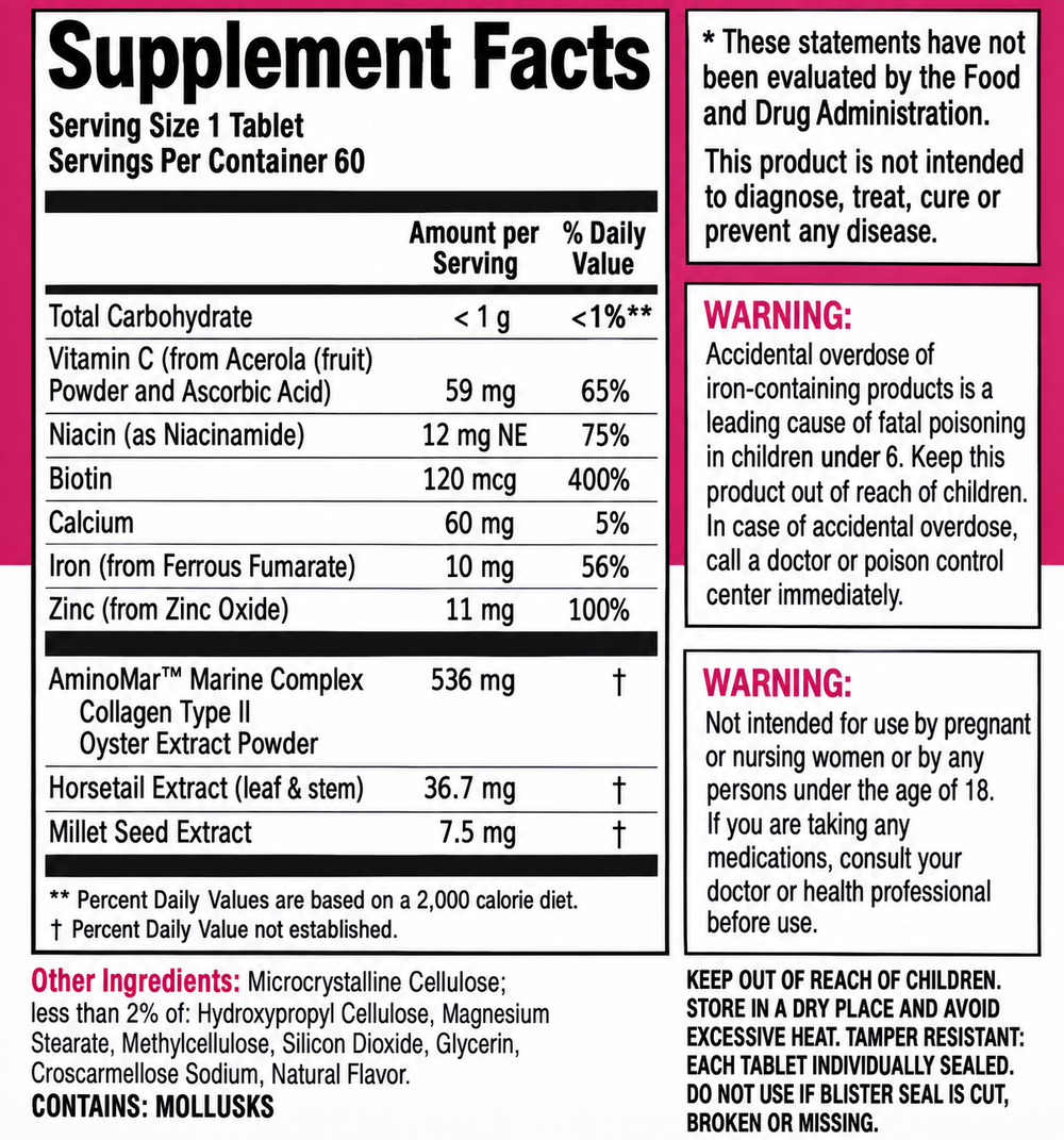 Supplement Facts and ingredients panel